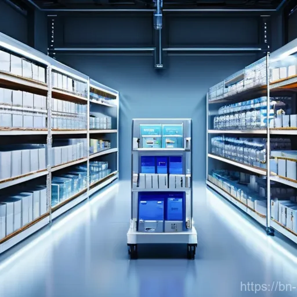 보건학과 의료 서비스 공급망 관리 - **Prompt 1: Modern Healthcare Logistics - The Smart Warehouse and Drone Delivery**
    A wide-angle,...