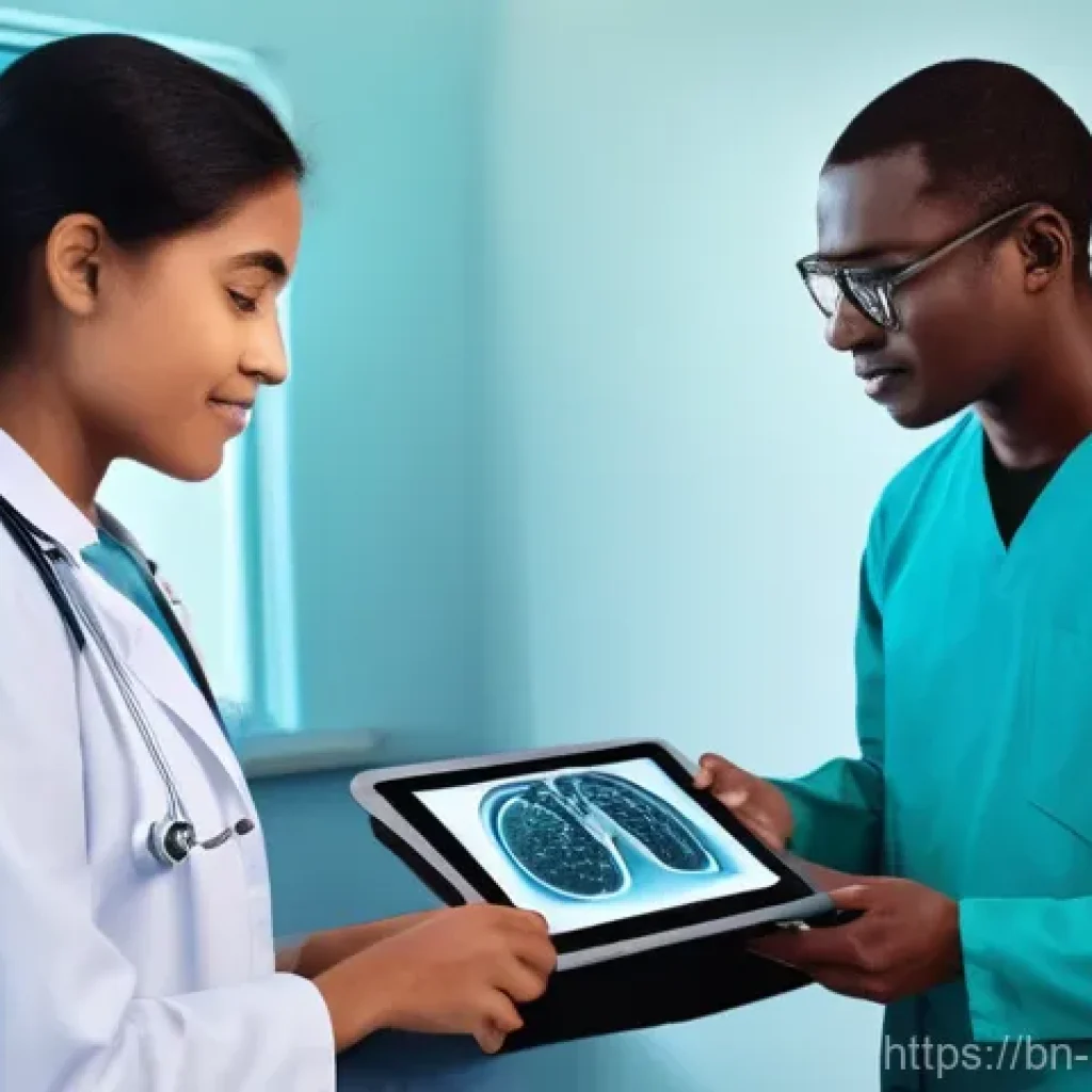 보건학과 결핵 연구 - **Prompt 1: Cutting-Edge TB Diagnosis in a Community Setting**
    An uplifting and modern scene dep...