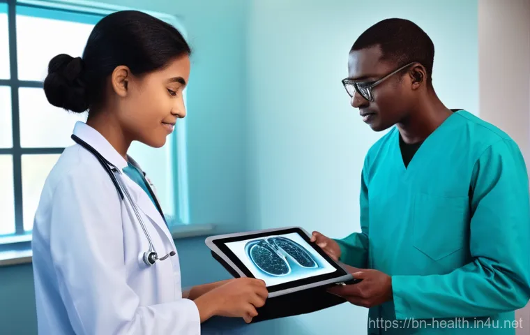 보건학과 결핵 연구 - **Prompt 1: Cutting-Edge TB Diagnosis in a Community Setting**
    An uplifting and modern scene dep...